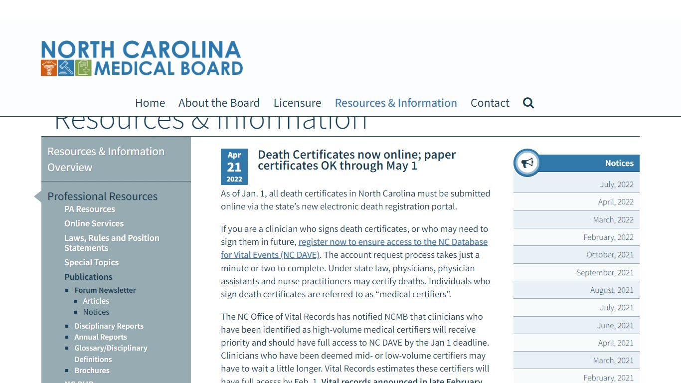 Death Certificates now online; paper certificates OK through May 1